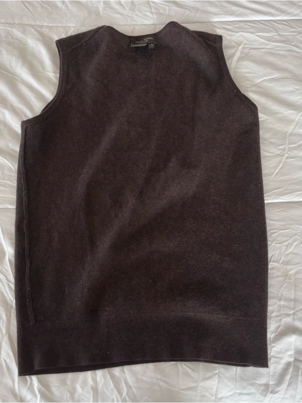 Henri bendel 100%cashemere bSleeveless Knit Shell Top - Dark Brown - Picture 3 of 3